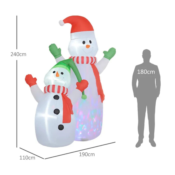 8FT Christmas Inflatable Snowman and Son Decoration - Little and Giant Explorers Outsunny