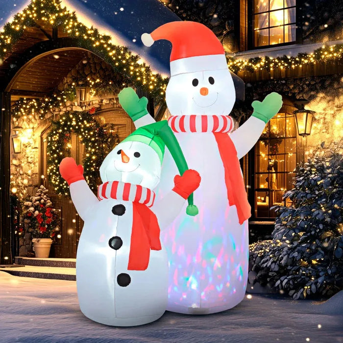 8FT Christmas Inflatable Snowman and Son Decoration - Little and Giant Explorers Outsunny