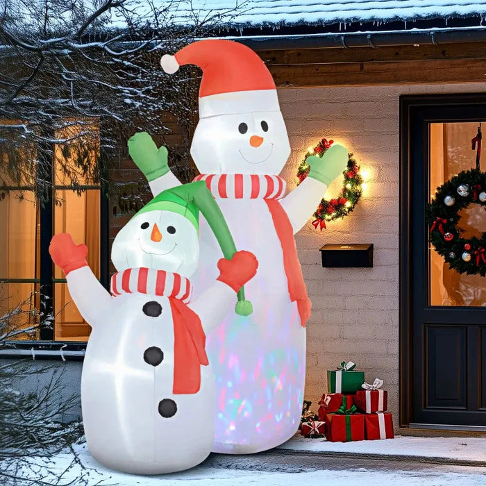 8FT Christmas Inflatable Snowman and Son Decoration - Little and Giant Explorers Outsunny