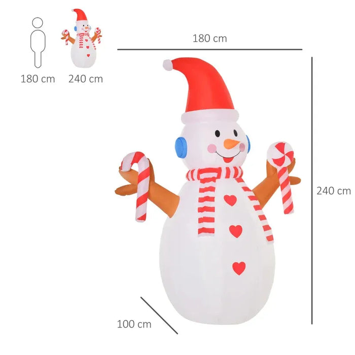 8FT Christmas Inflatable Snowman with Candy and Rotating Lighted - Little and Giant Explorers HOMCOM