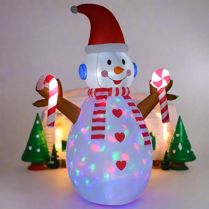 8FT Christmas Inflatable Snowman with Candy and Rotating Lighted - Little and Giant Explorers HOMCOM