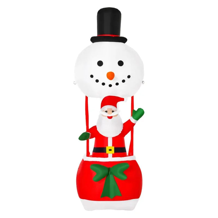 8FT Christmas Inflatable with Santa Claus on Snowman Hot Air Balloon - Little and Giant Explorers HOMCOM