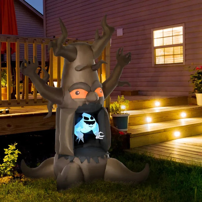 8FT Halloween Inflatable Tree with Floating Ghost and LEDs - Little and Giant Explorers HOMCOM