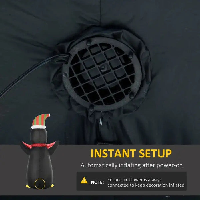 8FT Inflatable Penguin and Christmas Banner with LED Lights - Little and Giant Explorers HOMCOM