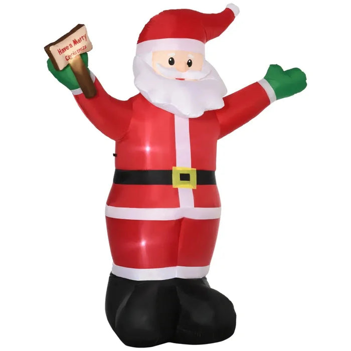 8FT Inflatable Christmas Santa Claus Holding Light Sign of Blessings - Little and Giant Explorers HOMCOM