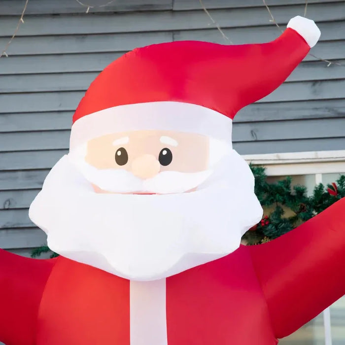 8FT Inflatable Christmas Santa Claus Holding Light Sign of Blessings - Little and Giant Explorers HOMCOM