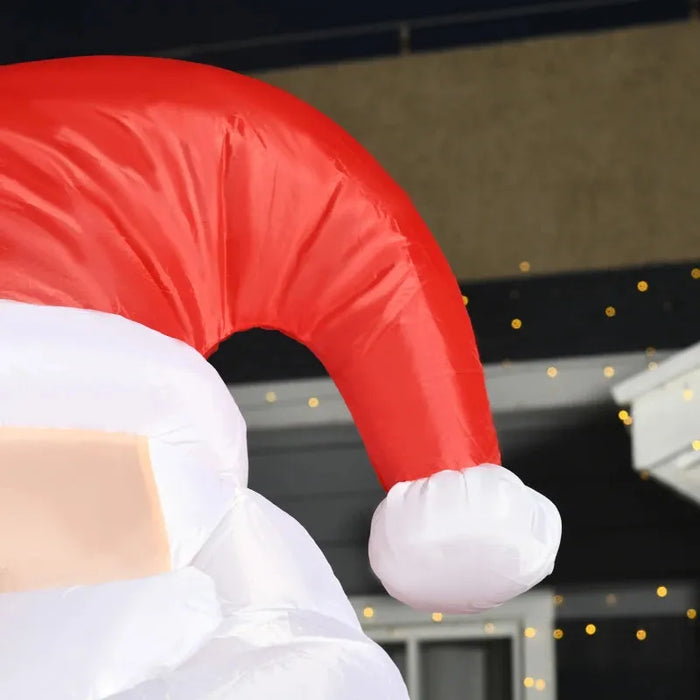 8FT Inflatable Christmas Santa Claus with LEDs and Candy Cane - Little and Giant Explorers HOMCOM