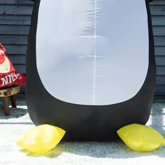 8FT Inflatable Penguin and Christmas Banner with LED Lights - Little and Giant Explorers HOMCOM