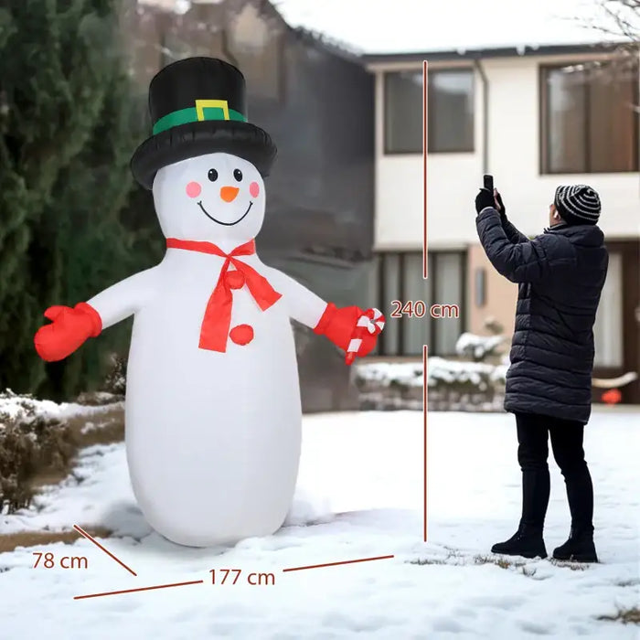 8ft Inflatable Snowman Decoration | LED and Disco Lights - Blower and Secure Fixings OUTSUNNY - Little and Giant Explorers Outsunny