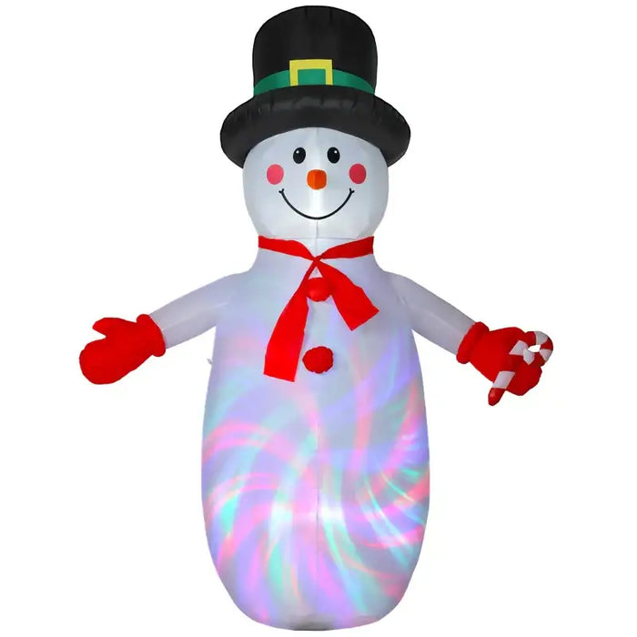8ft Inflatable Snowman Decoration | LED and Disco Lights - Blower and Secure Fixings OUTSUNNY - Little and Giant Explorers Outsunny
