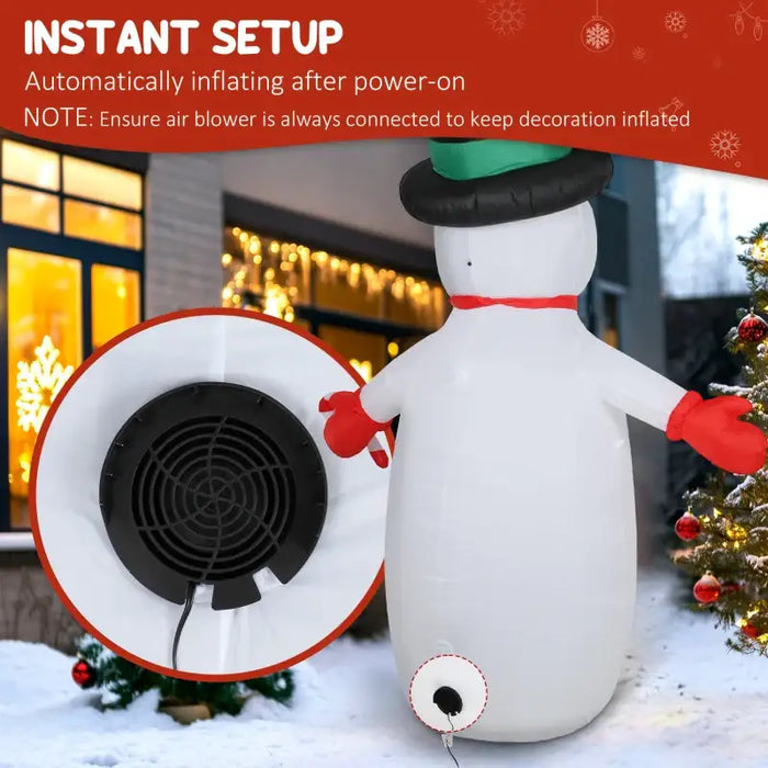 8ft Inflatable Snowman Decoration | LED and Disco Lights - Blower and Secure Fixings OUTSUNNY - Little and Giant Explorers Outsunny
