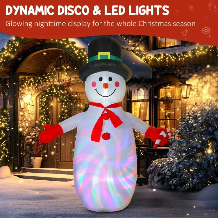 8ft Inflatable Snowman Decoration | LED and Disco Lights - Blower and Secure Fixings OUTSUNNY - Little and Giant Explorers Outsunny
