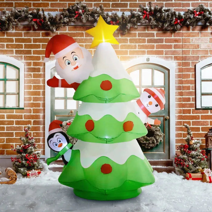 8FT Inflatable Xmas Tree and Friends Decoration - Little and Giant Explorers Outsunny