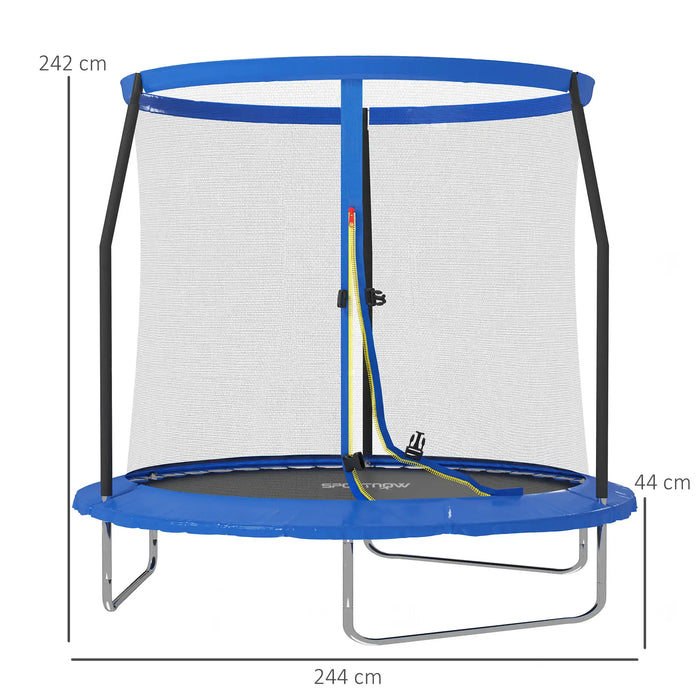 8FT Outdoor Trampoline | Blue and Black with Safety Enclosure - Little and Giant Explorers SPORTNOW