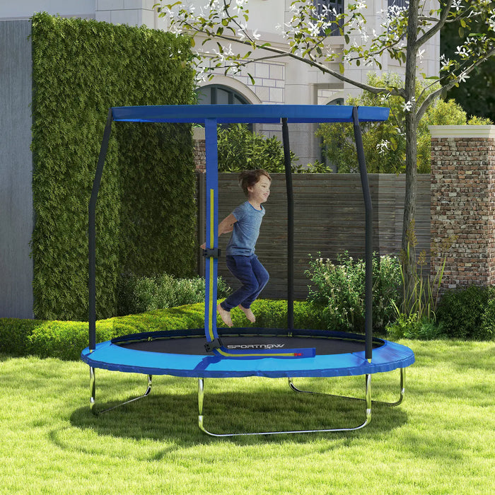 8FT Outdoor Trampoline | Blue and Black with Safety Enclosure - Little and Giant Explorers SPORTNOW