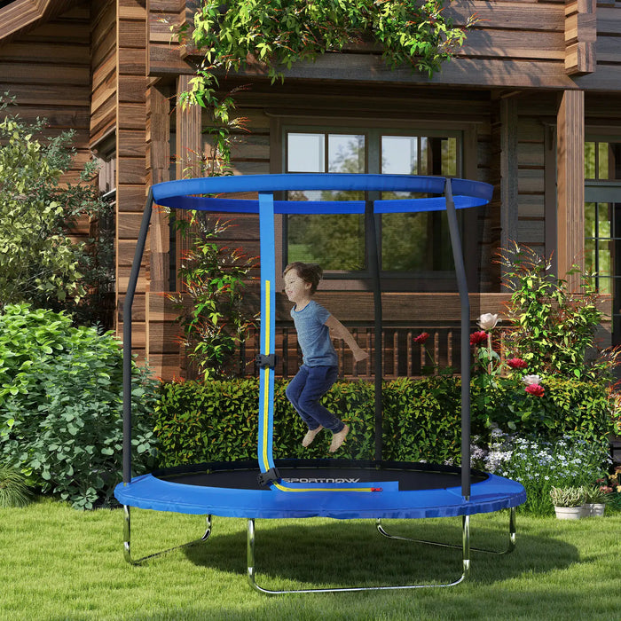 8FT Outdoor Trampoline | Blue and Black with Safety Enclosure - Little and Giant Explorers SPORTNOW