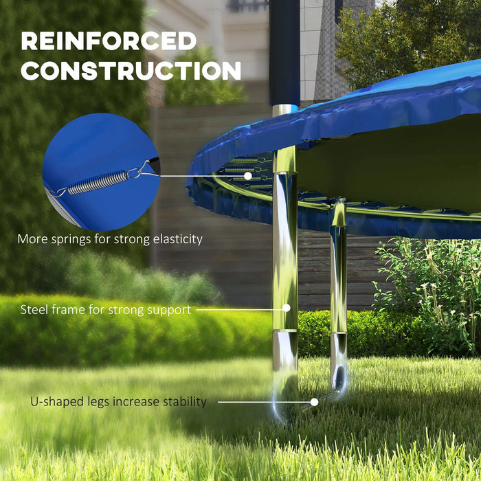 8FT Outdoor Trampoline | Blue and Black with Safety Enclosure - Little and Giant Explorers SPORTNOW