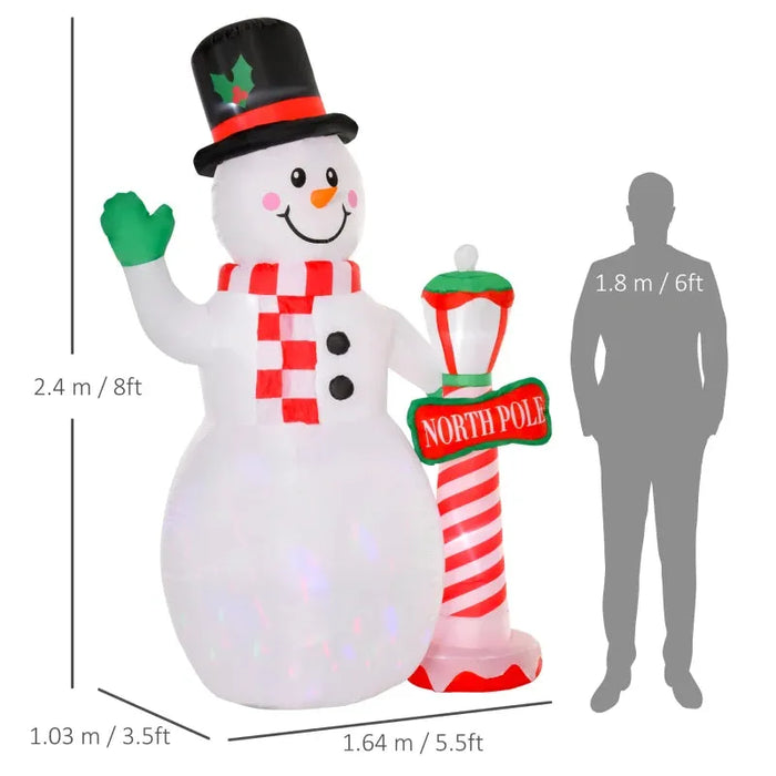 8FT Tall Christmas Inflatable Snowman with Street Lamp - Little and Giant Explorers HOMCOM