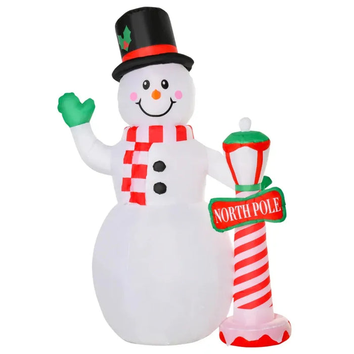 8FT Tall Christmas Inflatable Snowman with Street Lamp - Little and Giant Explorers HOMCOM