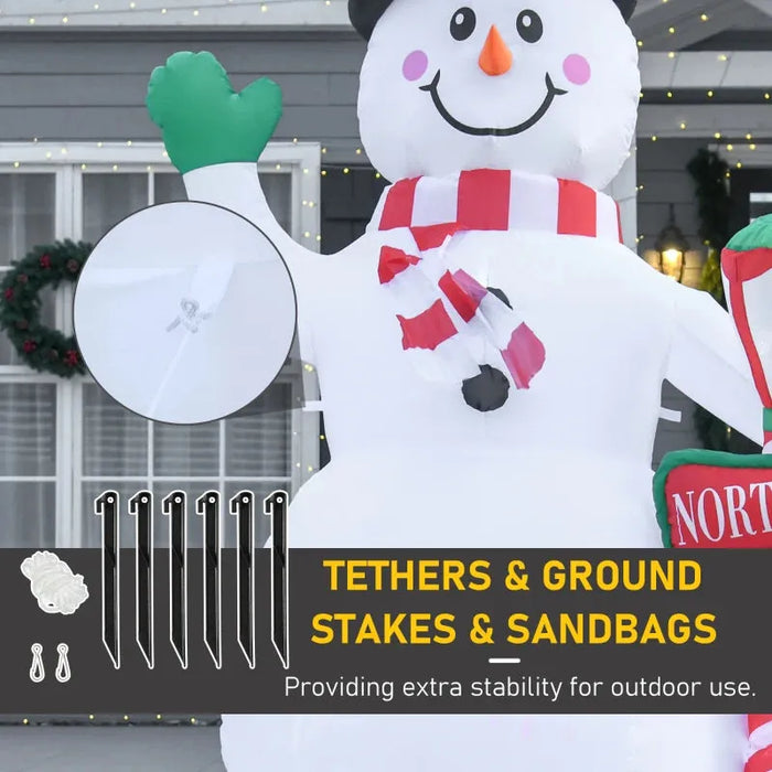 8FT Tall Christmas Inflatable Snowman with Street Lamp - Little and Giant Explorers HOMCOM