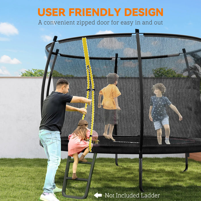 8FT Trampoline with Enclosure Net and Spring Cover in Black - Little and Giant Explorers SPORTNOW