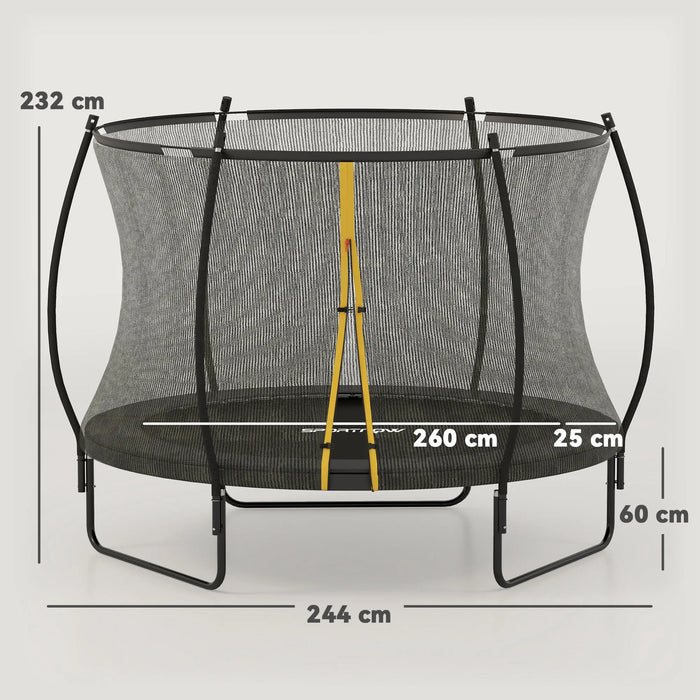 8FT Trampoline with Enclosure Net and Spring Cover in Black - Little and Giant Explorers SPORTNOW