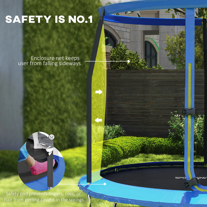 8FT Trampoline with Safety Enclosure Net and Steel Frame in Blue - Little and Giant Explorers SPORTNOW