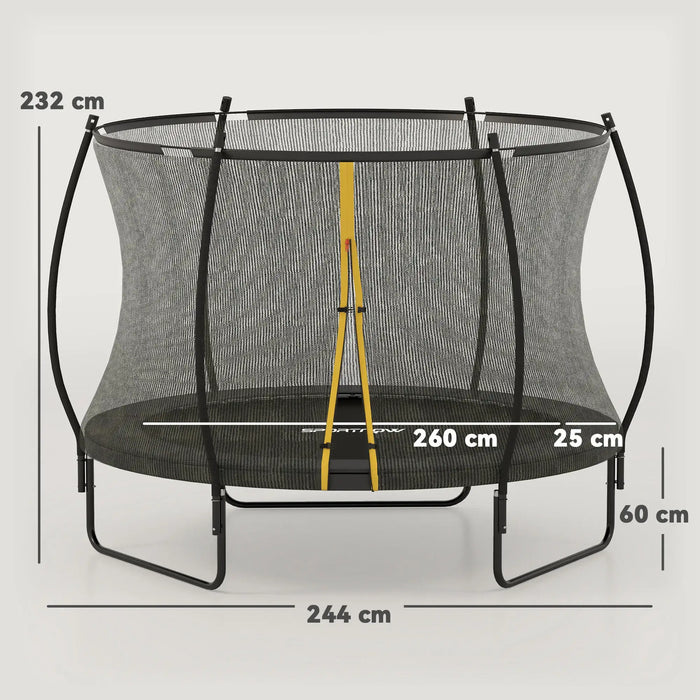 8ft Trampoline with Safety Net – Black | Outdoor Garden Trampoline - 120kg Capacity SPORTNOW - Little and Giant Explorers SPORTNOW