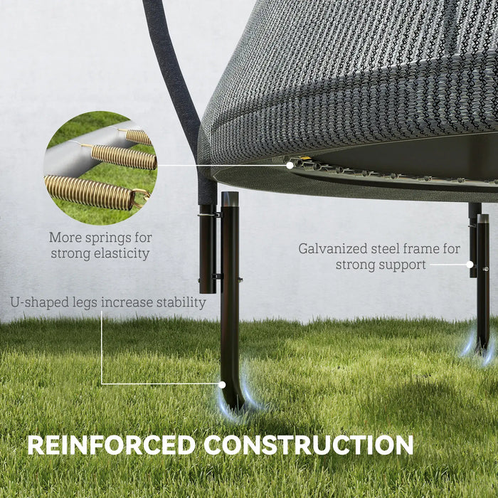 8ft Trampoline with Safety Net – Black | Outdoor Garden Trampoline - 120kg Capacity SPORTNOW - Little and Giant Explorers SPORTNOW