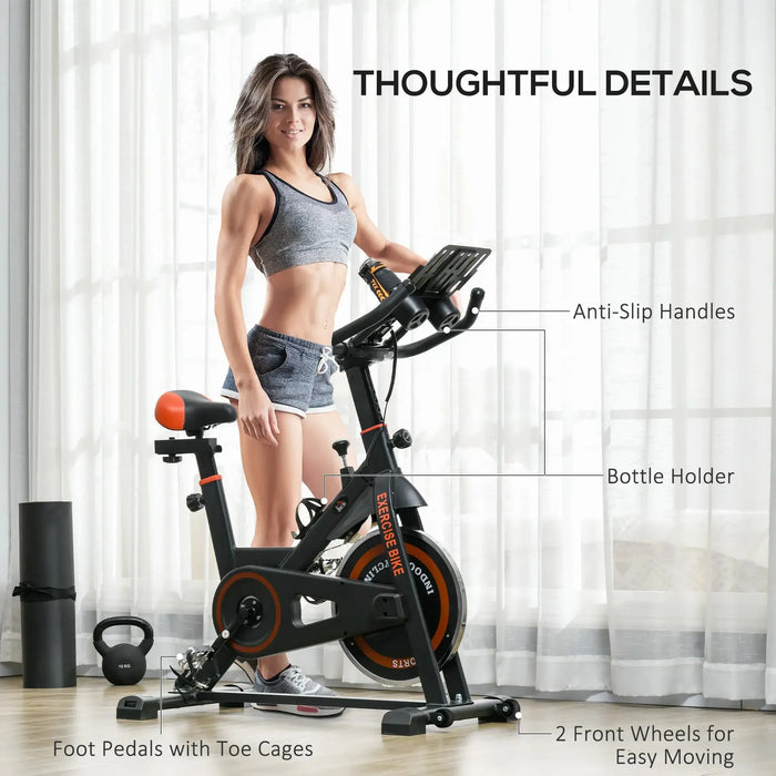 8kg Flywheel Stationary Exercise Bike with Adjustable Resistance Seat - Little and Giant Explorers HOMCOM