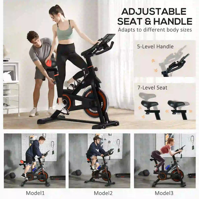 8kg Flywheel Stationary Exercise Bike with Adjustable Resistance Seat - Little and Giant Explorers HOMCOM