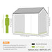 Diagram showing outdoor storage shed dimensions with overall and inner storage measurements