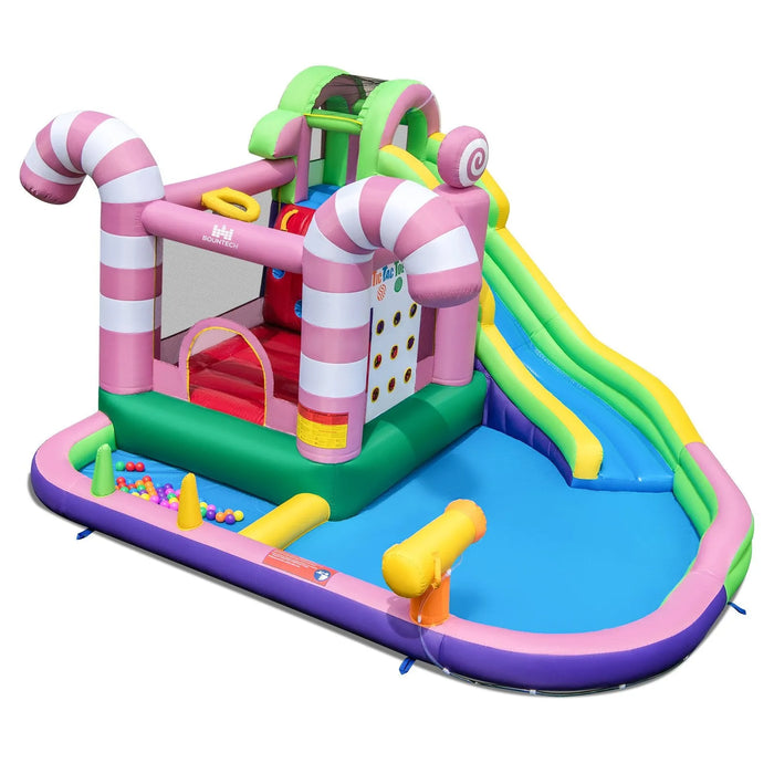 9-in-1 Inflatable Candy Bounce House with Slide and Splash Pools - Little and Giant Explorers Costway