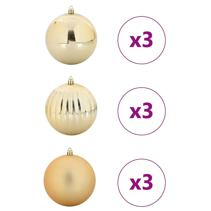 9-Piece Modern Christmas Bauble Set – Gold Collection | Shiny, Matte and Pumpkin Designs VIDAXL - Little and Giant Explorers vidaXL