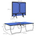 9FT Folding Table Tennis Table with 8 Wheels in Blue - Little and Giant Explorers SPORTNOW