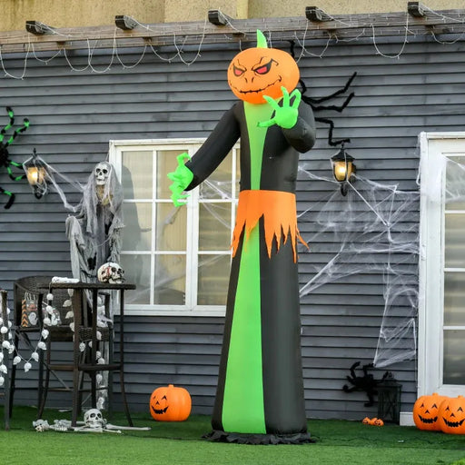 9FT Inflatable Halloween Pumpkin Ghost with Build in LED - Little and Giant Explorers HOMCOM