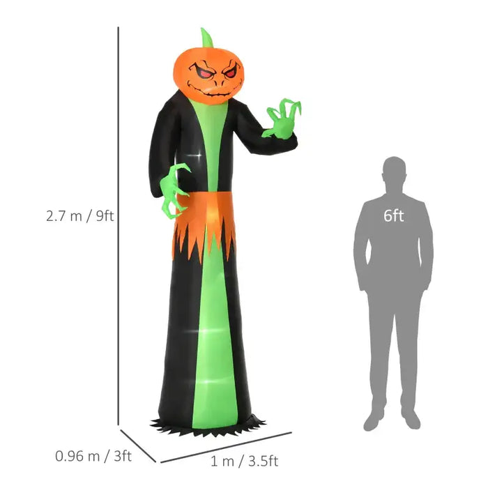 9ft Inflatable Halloween Pumpkin Man – LED Lights | Indoor and Outdoor Spooky Decoration HOMCOM - Little and Giant Explorers HOMCOM