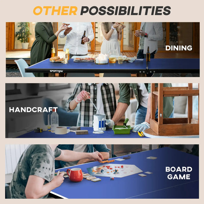 9FT Professional Table Tennis Table Blue | Split Table Functionality for Gaming Entertainment - Little and Giant Explorers SPORTNOW