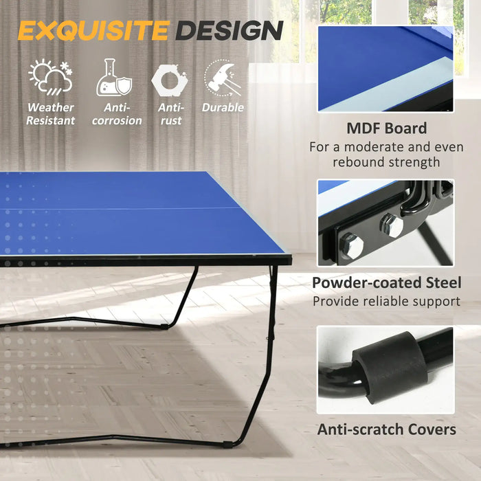 9FT Professional Table Tennis Table Blue | Split Table Functionality for Gaming Entertainment - Little and Giant Explorers SPORTNOW