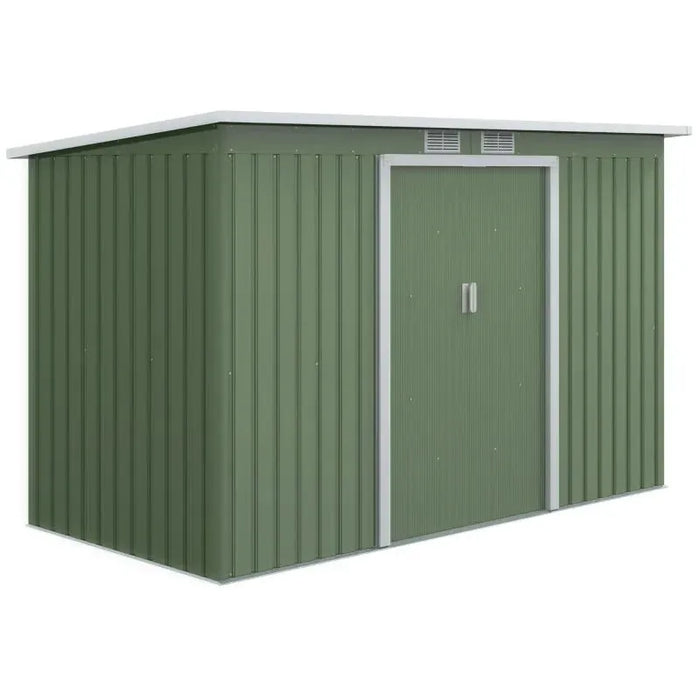 9FT x 4FT Metal Garden Shed with Double Doors in Green - Little and Giant Explorers Outsunny