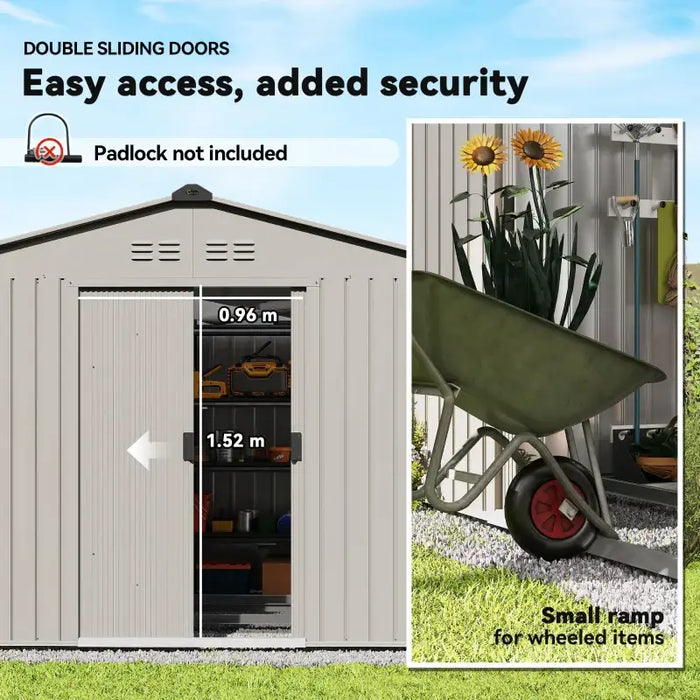 9x6ft Metal Garden Storage Shed – Galvanised Steel | Foundation Kit Included OUTSUNNY - Little and Giant Explorers Outsunny