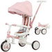 Pink and white tricycle with canopy on a white background