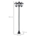 Black outdoor garden lamp post with three lantern-style lights, measuring 182.5 cm tall
