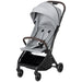 Gray stroller with brown accents on a white background