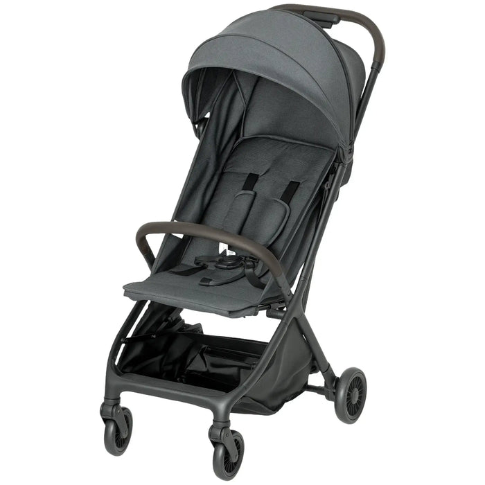 Gray stroller on a white background