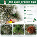 Artificial Christmas tree branch with 465 lush tips, glittering pine needles, verdant PVC leaves, natural pine cones, and fireproof demo