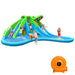Giant 7-in-1 inflatable bounce house with crocodile slide and water play area with kids