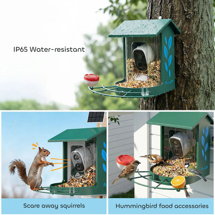 Smart Bird Feeder with Camera | 2K AI Bird Identification and Solar Power PAWHUT