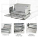 Galvanized metal automatic feed dispenser with rainproof lid, feeding trough, and aluminum textured pedal