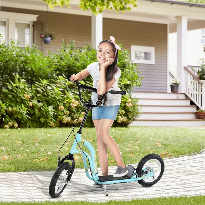 Kids Dual Brakes 12" Metal Frame Adjustable Stunt Scooter in Blue - Little and Giant Explorers